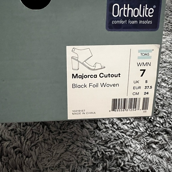 Toms Black Foil Woven Majorca Cutout Sandals - Picture 5 of 5